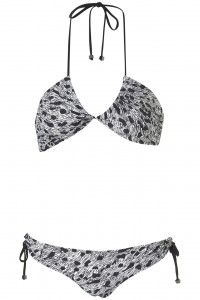 leopard print black white bikini